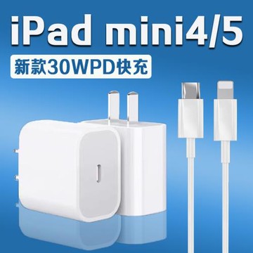 適用蘋果iPad mini5充電器30W瓦PD快充ipadmini4充電頭iPad Mini4平板充電器iPad mini5充電插頭3A加長2米線