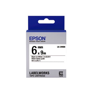 EPSON 6mmx9M 白底黑字標籤帶 / 盒 LK-2WBN｜領券最高折$220