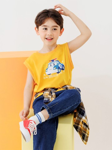 POLI 波力．純棉波力印花小蓋袖寬鬆背心