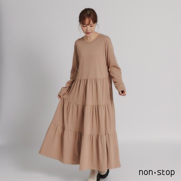 non-stop 百搭素色剪接長洋裝-2色