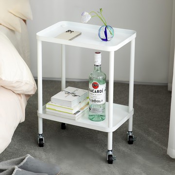 SHIMOYAMA 鐵藝帶輪雙層小推車 郵購盒  白色