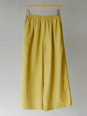 銀杏黃砂洗亞麻 顯瘦神器 經典闊腿褲