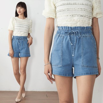 氣質蝴蝶結綁帶 鬆緊腰短褲-【161-5351】