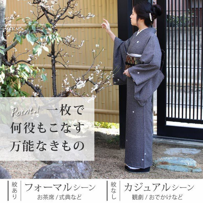 洗える着物 江戸小紋 単衣 新作 街着屋 創作 鮫小紋 霰 蛍ぼかし