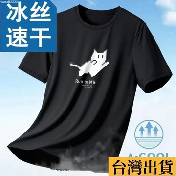 🌱台灣發出🌱 冰絲t恤男 男生短袖 速幹 男上衣 透氣冰絲衣 排汗衫 夏季透氣網眼大碼帥氣半袖寬鬆體恤衫體恤上衣 冰