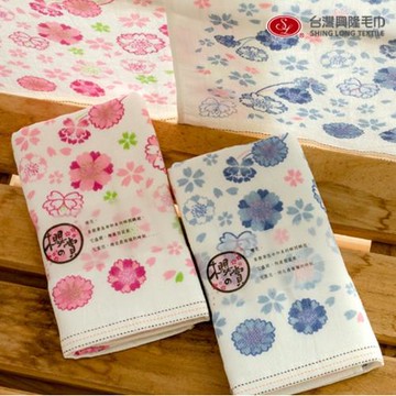 【台灣興隆毛巾】煙火櫻花紗布毛巾(12條毛巾組)雙層織造