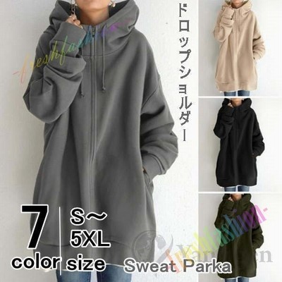 パーカー レディース スウェット スエット トップス トレーナー オーバーパーカー ロング フーディー 微起毛 裏起毛 通販 Lineポイント最大get Lineショッピング