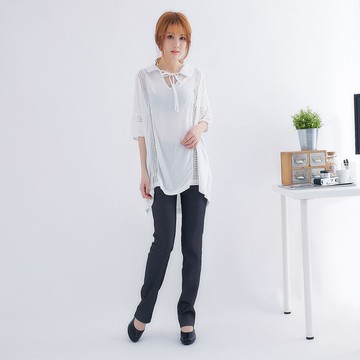 【EE-LADY】台製造型口袋灰色喇叭西裝褲