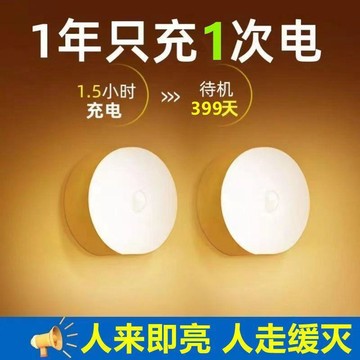 🛒臺灣24h🌳新品led燈感應人走燈智能感應燈可充電樓梯燈廁所走廊燈