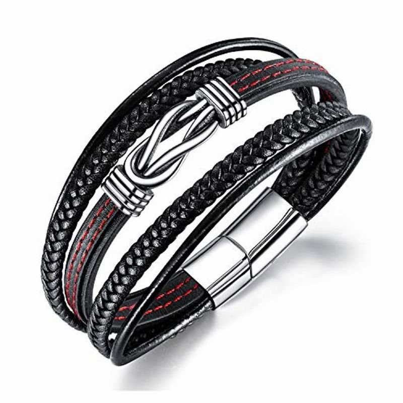 Brama ブレスレット メンズ バングル レザー 多層 編み革 ブラック 多連 メンズブレスレット シルバー 腕輪 アクセサリー 黒 通販 Lineポイント最大get Lineショッピング