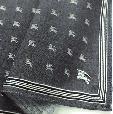 Burberry 古著手帕 藍灰色字母組合標誌 18 x 18 英吋