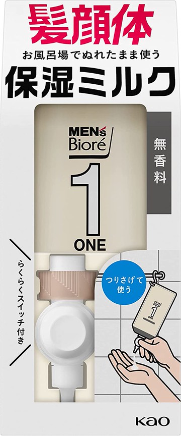 Kao Men\'s Biore ONE Whole Body Moisturizing Milk, Fragrance-Free, 300ml
