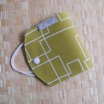 口罩暫存套/口罩收納套=台灣布料=思緒=黃綠