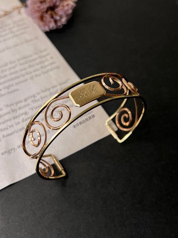 美國古董老件- Krementz 14K包金刻字手鐲