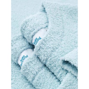 搭念baby藍天藍色圓領毛衣奶藍半邊絨上衣寬松套頭居家針織衫男女