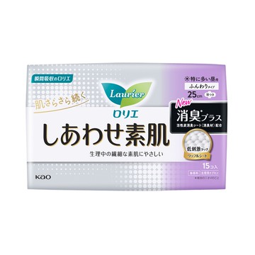 Laurier Happy Bare Skin Deodorizing Plus Especially with Wings for Daytime 15 Pieces