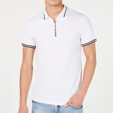 A/X 2021男時尚時尚拉鍊門襟白色短袖POLO