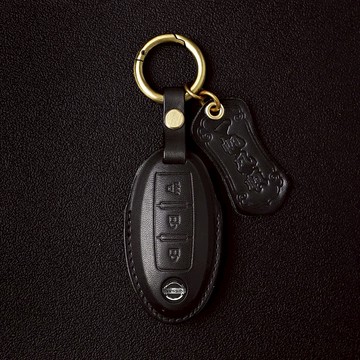 日產汽車鑰匙皮套NISSAN Tiida Sentra Kicks 義大利植鞣皮