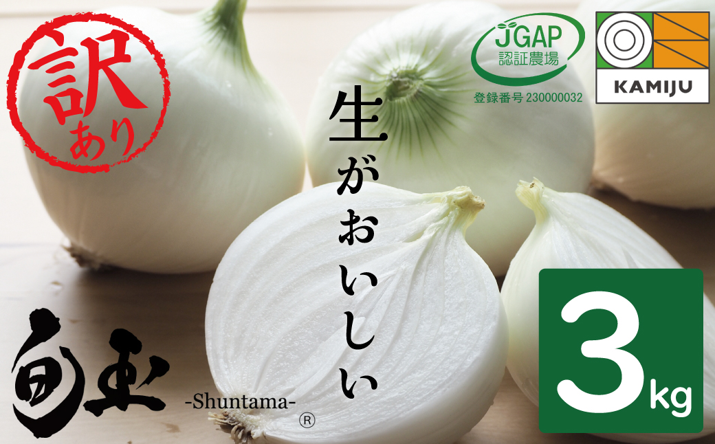 訳あり 新玉ねぎ　生がおいしい 神重農産のブランド玉ねぎ「旬玉」3kg　H105-114