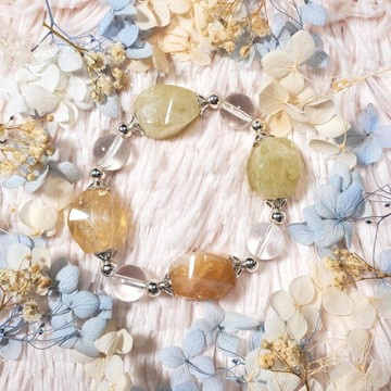 現貨 強力招財開運手鍊【富貴手中來】黃水晶 白水晶 925銀