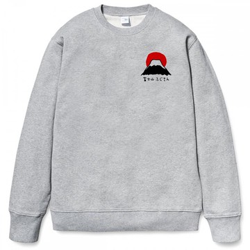 左胸 富士山 大學T 刷毛 中性版 灰色 日本 東京 Tokyo 日文