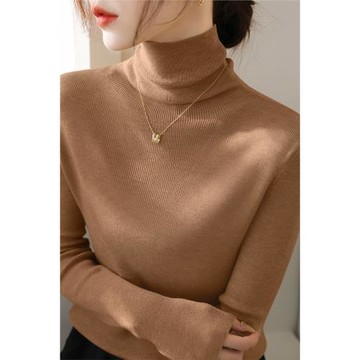 堆堆領冬季厚款長袖打底衫毛衣簡約羊毛高級感氣質顯瘦上衣女內搭