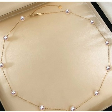 滿天星系列 Akoya 海水珍珠 簡約風格 項鏈 18K金 輕奢小眾 強光 鎖骨鏈 氣質 優雅高端