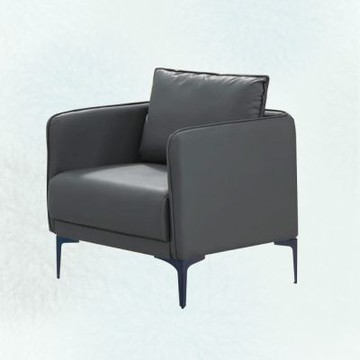 文創集 蓋利卡灰色貓抓皮革單人座沙發椅-68x68x65cm免組