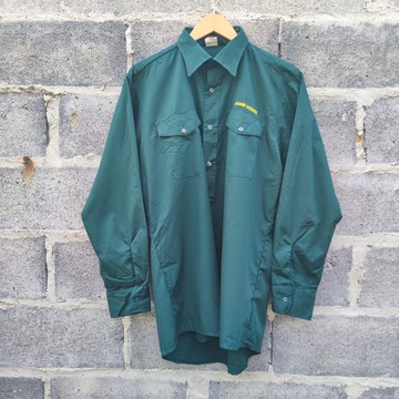 復古 70 年代庫存 PROTEXALL John Deere 綠色制服襯衫