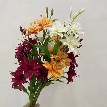 重瓣小百合 高品質仿真花桌花歐式輕奢假花家居飾品拍攝道具