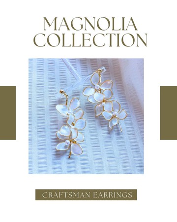 LVJ047 垂影木蘭花 Magnolia Flowing Grace 新娘耳環