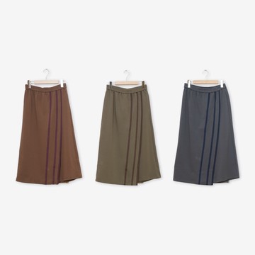 【Dailo】兔兔在哪裡配色半邊褲裙 綠 咖  灰