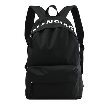 BALENCIAGA 巴黎世家 507460 電繡品牌LOGO帆布大款後背包.黑