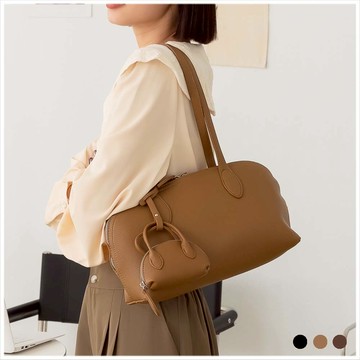 天藍小舖-簡約荔枝紋肩背貝殼子母包-共3色-$590【A15153077】