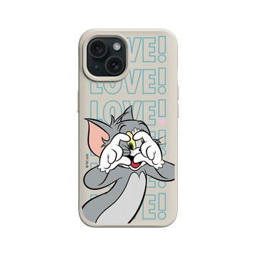 iPhone 15 SolidX 貝殼灰 - 湯姆貓與傑利鼠 Tom and Jerry - 湯姆貓愛心