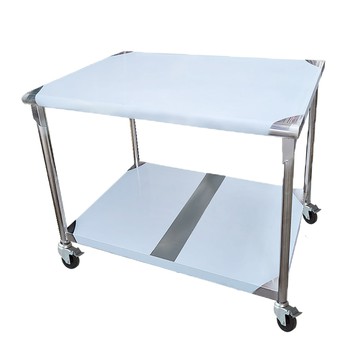 【Abis】客製商品-豪華升級版75X90CM二層圓角430不鏽鋼桌-附煞車輪/料理桌/工作台/流理台(2.5尺x3尺)