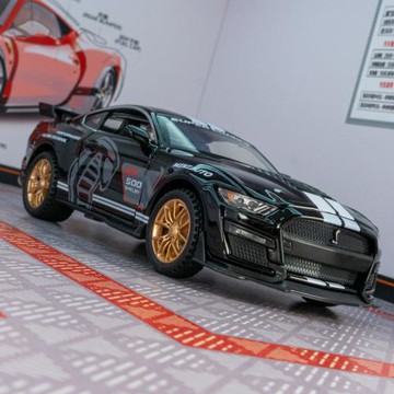 建元3232A仿真野馬GT500合金跑車模型汽車擺件回力聲光金屬玩具車