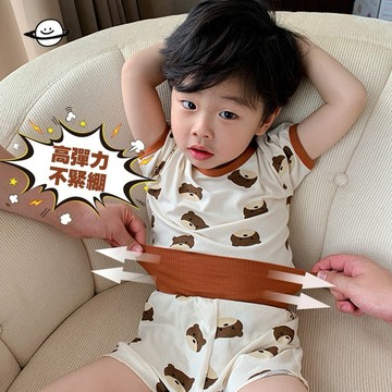Mini baby🌷熱賣🌷兒童睡衣 男童居家服 男童睡衣 短袖短褲 高腰護肚 夏季 冰絲 空調服