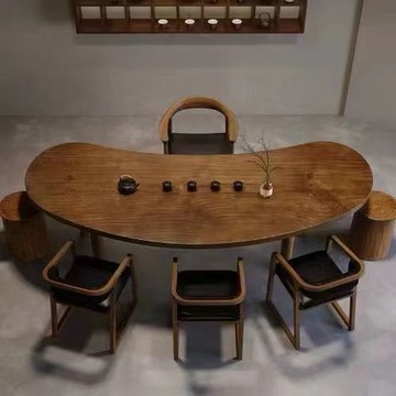 免運 開立發票 茶桌 實木大板茶桌椅組合簡約現代茶臺陽臺異形泡茶桌子會議桌大型茶桌 快速出貨