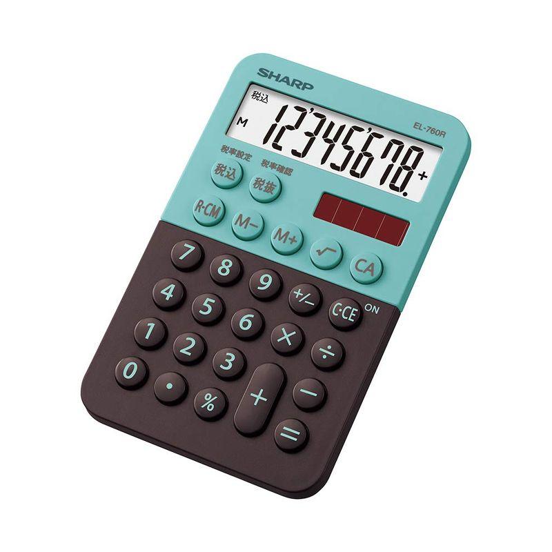 シャープ カラーデザイン電卓 8桁表示 グリーン系 EL-760R-GX