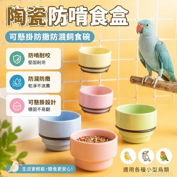 寵物鸚鵡用品食盒陶瓷防啃防咬鳥用食碗玄鳳水碗防撒防濺可懸掛 寵物餵食神器 小寵物餵食 寵物飲水器 鸚鵡飼料盒 貓咪水碗