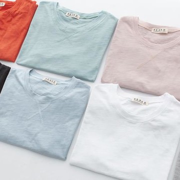 2件日系竹節棉短袖t恤男士純棉薄款打底衫長袖春夏秋夏季體恤男裝