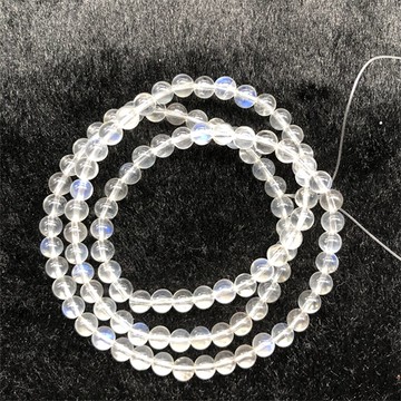 天然藍月光三圈手鏈 晶體透 有藍光 奶油體 棉絮比較少 非常通透