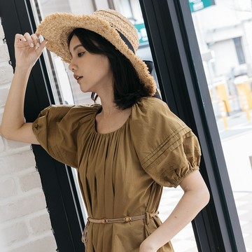 流沙 (波西米亞風格純棉寬鬆洋裝 + 腰帶) B1