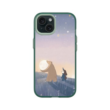 iPhone 15 Clear 憂墨綠 - 咻咻熊 XiuXiubear - 我們送月亮回家吧