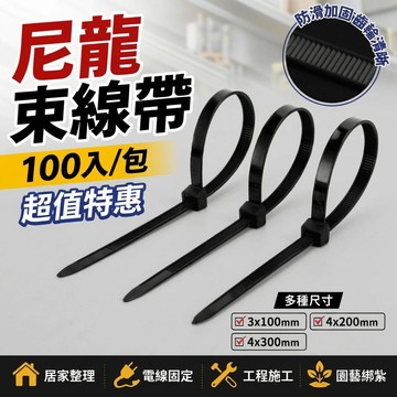 【台灣8h出貨+隔日達】尼龍紮線帶 100條裝 自鎖卡扣 加厚束線帶 電線整理 收線帶 多尺寸可選