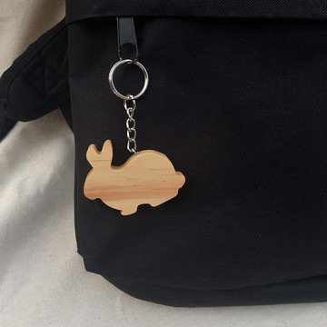 woowood-原木鑰匙圈-兔