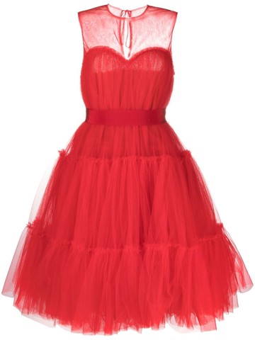 Philosophy Di Lorenzo Serafini - sleeveless tulle-panel dress - women - Polyamide/Polyamide/Spandex/Elastane - 42 - Red