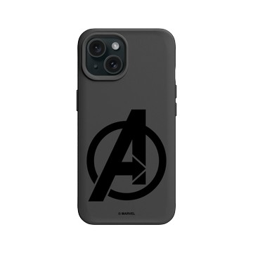 iPhone 15 SolidX 黑 - 迪士尼-漫威 Marvel - 漫威Logo-復仇者聯盟 黑色標誌
