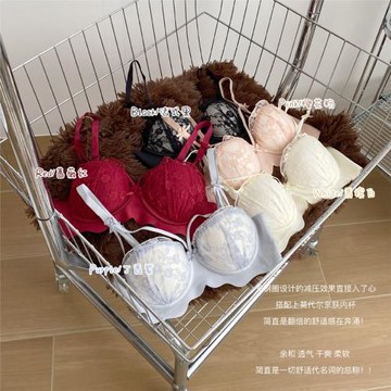 小胸聚攏上托美背內衣女無鋼圈調整型薄款透氣無痕蝴蝶結蕾絲文胸